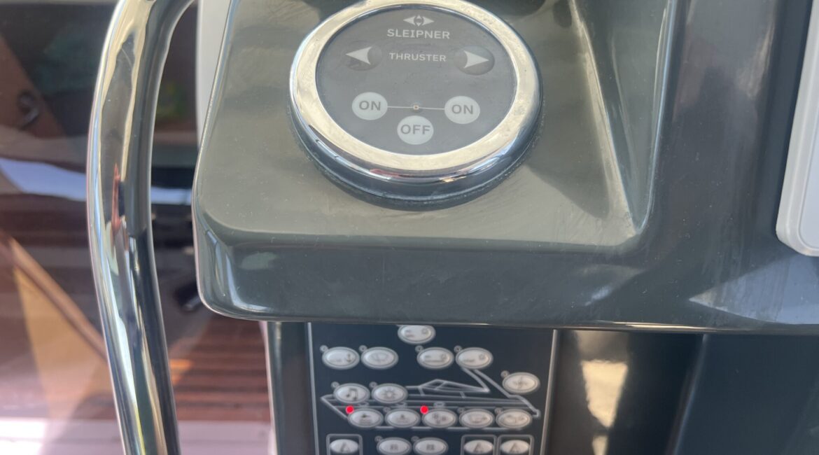Sleipner bow thruster control panel on a Trim Nautica charter yacht